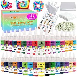 HTVRONT Tie Dye Kit - 32 Vibrant Colors Pre-Filled Bottles Tyedyedye Kit, Permanent Non-Toxic for Large Groups Kids Adults,Tye Fabric Textile Handmade Party(Just Add Water)