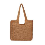 Straw Beach Tote Bag for Women Large Summer Woven Straw Bag Lightweight Foldable Shoulder Handbags for Travel,Vacation(Khaki Brown)