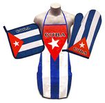 Cuba Flag Kitchen & BBQ Set w/Apron, Oven-mitt & Pot-Holder Cuban