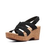 Clarks Women's Giselle Beach Wedge Sandal, Black Nubuck, 10