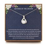 Mother of the Groom Gifts from Bride, Sterling Silver Pearl Pendant for Mother of the Groom Necklace from Bride, Wedding Gifts for Groom Gift, Thank You Gift, Mom Birthday Gifts, Metal, No Gemstone