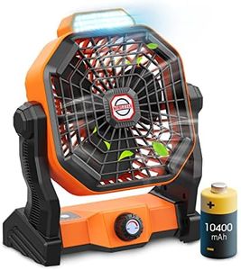 dovecina Ventilateur Silencieux LED 10400mAh Rechargeable,Ventilateur Portable Bureau 270°Rotation Avec Lumière LED,Vitesse Illimitée avec Crochet,pour Camping Bureau Chambre Voyage(Orange jaune)