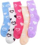 EBMORE Womens Fuzzy Socks Slipper Soft Cabin Plush Warm Fluffy Winter Christmas Sleep Stocking Stuffers Cozy Adult Socks(Colorful Heart)