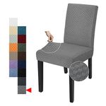 YEMYHOM 2 Packs Latest Checkered Dining Chair Slipcover Parsons Chair Furniture Protector Stretch Chair Covers for Dining Room, Restaurant, Kitchen, Party (Light Gray)