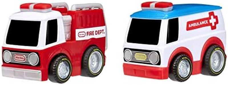 Little Tikes, My First Cars, Crazy Fast Cars 2-Pack Racin’ Responders, Fire Truck, Ambulance, Pullback Toy Car Vehicle Goes up to 50 ft