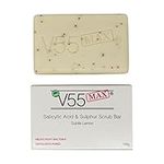 V55 MAX Salicylic Acid, Tea Tree Oil and Sulphur Soap Scrub for Spots Blackheads Milia Blemishes Problem Skin Suitable and Safe for those Prone to Acne - Paraben and Cruelty FREE - 100 g