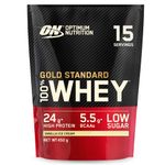 Optimum Nutrition Gold Standard 100% Whey Muscle Building and Recovery Protein Powder With Naturally Occurring Glutamine and BCAA Amino Acids, Vanilla Ice Cream Flavour, 15 Servings, 450 g