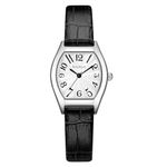 Szaikyri Barrel-Shaped Watch for Women with Easy Read Arabic Numerals Ladies Dress Watch (Black-Silver)