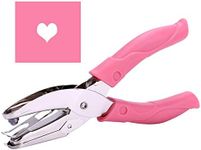 1 Pack 6.3 Inch Length 1/4 Inch Diameter of Heart Shape Hole Handheld Single Paper Hole Punch, Puncher with Pink Soft Thick Leather Cover(Heart 1/4 inch)