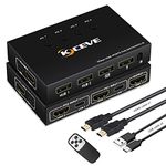 4 Ports KVM Switch, 4K@60Hz HDMI KVM Switcher Box For Share Mouse Keyboard And Monitor, With USB 2,0 Hub Connect, Compatible With Windows/Linux/Mac System etc, With Remote Control