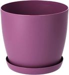 B2C Flower Pots 6 Colours 8 sizes Matt Plastic Plant Pots Planter + Saucer Tray Deco (Violet Matt, 12 cm)