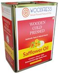 WOODFRESS Cold Pressed Safflower Oil 3 Litre, Freshly Hulled, 15kg Seeds for 3L Pure Woodpress Oil, Wood Pressed Kardai/Kardi Tel (Lakdi Ghani/Marachekku) for Healthy Cooking, Metal Tin 3L