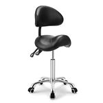 Kaleurrier Saddle Stool Rolling Swivel Height Adjustable with Wheels,Heavy Duty Anti-Fatigue Stool,Ergonomic Stool Chair for Lab,Clinic,Dentist,Salon,Massage,Office and Home Kitchen (With Back, Black)