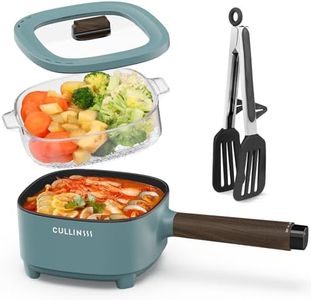 CULLINSSS 2L Electric Pot with Steamer, Portable Hot Pot Electric with Upgrade Titanium Nonstick Coating for Dorm, Office, Travel, Multi Cooker Pot for Ramen, Soup, Oatmeal (Tongs Included)