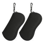 Hifot Soft Eyeglasses Case 2 Pack, Neoprene Porteble Travel Slip In Eyeglasses Bag Sunglasses Pouch Holder with Clip