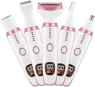 Electric Razors for Women, Bikini Trimmer for Women 5 in 1 Body Shaver for Nose Hair Face Eyebrow Arms Legs Armpit Underarm Pubic Area, Replaceable Lady Facial Razor Painless USB Charge Female Gift