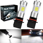 NATGIC P13W LED Fog Light Bulbs Xenon White 21 - EX 2835 SMD Chipsets with Lens Projector for Replacement LED Fog Light Daytime Running Lights, 10-16V 10.5W (2-Pack)