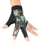 Tbest Pool Glove Left Hand,Pool Glove Green,Pool Glove Left Hand Cuetec,Multicolored Billiard Glove,4 Colors Adults 3 Finger Snooker Pool Cue Glove Billiards Shooters Glove for Men Women(L Camouflage)