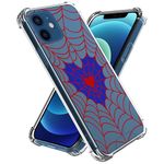 Axulimin for iPhone 12 & iPhone 12 Pro Case Cool Cute Red Spider Web Heart Aesthetic Clear Phone Case for Man Boys Women Girls - 6.1Inch