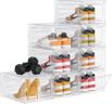 HOMIDEC Boîtes à chaussures,8 pcs boîtes de rangement pour chaussures en plastique transparent empilables,conteneurs pour organisateur de chaussures avec couvercles pour femmes/hommes