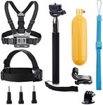 VVHOOY Universal Action Camera Accessories Bundle Head Chest Strap Mount/Selfie Stick/Floating Hand Grip Compatible with Dragon Touch/AKASO EK7000 Brave 4 5 6 7 LE V50X/GoPro Hero 13 12 11 10 9 8 7