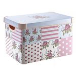 Curver Stockholm Patchwork Kitchen, Living room, Bathroom, Bedroom, Utility Large Rectangular Deco Storage Box 22 Litres - Pink