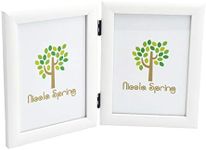 Nicola Spring Double 2 Photo Freestanding Hinged Folding Multi Picture Photo Frame - White - for 5x7" (13x18cm) Photos