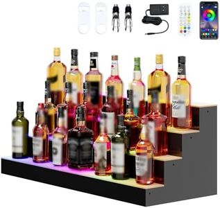 Dethan 4 Tier 40 Inch Liquor Bottle Display Shelf - Wine Racks with Multi-Color App & Remote Control, Adjustable Brightness & Sound Modes, Acrylic Bar Shelves for Commercial Clubs
