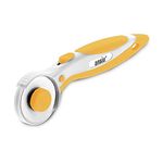 ANSIO Rotary Cutter with Safety Lock, Sewing Accessories Perfect for Cutting Fabric, Leather, Paper, Quilting, Crafting, Ergonomic Handle Rolling Cutter Perfect for Left&Right Hand, 45mm-(Yellow)