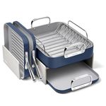 Caraway Square Cookware Set - Non-Toxic Ceramic Coated Pan Set - Non Stick, PTFE & PFOA Free - Navy - Square Griddle, Grill, Double Burner, Roasting Pan & Rack