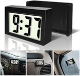 Betus Car Dashboard Digital Clock - Vehicle Adhesive Clock with Jumbo LCD Time & Day Display - Mini Automotive Stick On Watch for Car Truck Dashboard & Air Vent(Black)