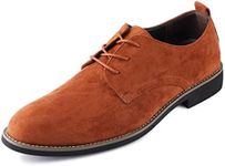 Mens Suede Shoes Brogues Dress Shoes Classic Casual Oxfords Formal Lace-ups Derbys Shoes LightBrown UK 5.5