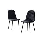 AINPECCA Set of 2 Dining Chairs Velvet Fabric Thickened Cushion Backrest with Metal Legs Living Room Lounge Home (Black,2)