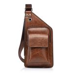 INKMILAN Velo Vegan Leather Sling Crossbody Bags for Men Casual Daypacks Chest Bags Shoulder Bag Travel Hiking Backpacks Outdoor Cycling Chest Shoulder Bag - (Light Brown Luggage)