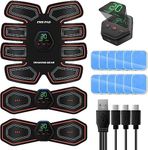 SOYOKO EMS Muscle Stimulator,Muscle Trainer Abs Stimulator Abdominal Muscle Training Gear for Men Women Portable Fitness Workout, 10 Modes 20 levels for Arms, Waist - Rechargeable Abdominal Training