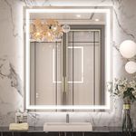 Keonjinn 36 x 42 Inch Bathroom Mirror with Light, Frontlit & Backlit LED Bathroom Mirror with 3 Color Lights, Stepless Dimmable Mirror with Anti-Fog, Safe Tempered Glass(Horizontal or Vertical)