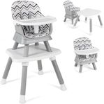 Maxmass Baby Highchair, 6 in 1 Convertible Infant Feeding Chair with 5-Point Harness and Adjustable & Removable Tray, Toddler Dining Chair for 6-36 Months (Grey+White, 58x58x98cm)