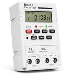 Blackt Electrotech BT41D6 230V 30Amps Digital Programmable Timer Switch | DIN Rail Mounted | 18 On/Off Programs | Daily/Weekly Cycle & Second Setting | Heavy Duty for Industrial & Home Use