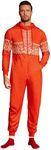 COOFANDY Christmas Pajamas Onesies Men Red Jumpsuit Costume Casual Hoodie Jumpsuit(Red-Christmas Snowflake XXL)