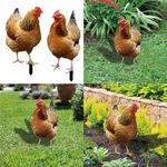 2Pcs Animal Garden Ornaments, Chicken Acrylic Statue, Insert Hen Sculpture Ornament Garden Chick Ornaments Chicken Yard Art Garden Decoration Stakes(B)(A+B)