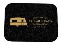 Personalised Caravan Mat - Black & Gold door mat Mat 44cm x 32cm