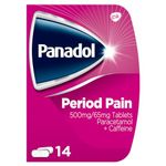 Panadol Paracetamol Caffeine Tablets Period Pain Relief, 500 mg/65 mg, 31.2 g, 14-Count