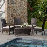 IDZO Lithe Upgraded 2000Hours UV Wicker Outdoor Dining Chairs Set of 4, 400Ibs Capacity Patio Furniture Set, Powder Coated Steel Frame & Removable Seat Cushion