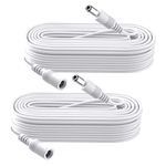 Security-01 2-Pack 33FT 10M DC Power Extension Cable, Plug 5.5mm x 2.1mm, DC 5V 6V 9V 12V 24V Power Adapter Extension Cord, for CCTV Camera, IR Illuminator, Printer, LED Strip, White