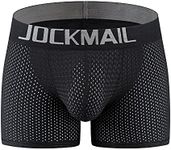 JOCKMAIL Breathable Mesh Men's Butt Padded Underwear Boxer Mens Padded Underwear Boxer, Black, X-Large