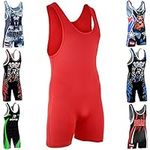 ROAR Athletic Men's Wrestling Singlet Suit Bodywear Uniform, Simple-red, Xlarge