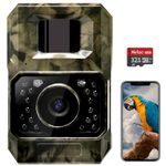 Wildlife Camera WiFi Bluetooth 48MP 30FPS Trail Camera with Night Vision Motion Activated, IP66 Waterproof, Built-in Battery Rechargeable Power Trail Cam for Outdoor Wildlife Monitoring (No Screen)