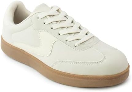 RF ROOM OF FASHION Women's Casual Low Top Trendy Fashion Sneakers Flats, Beige Pu - New, 6.5