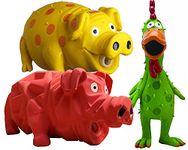 HDP Multipet Latex Grunting Toy Bundle Color:Globken Chiken/Goblet Pig/Origami Pig