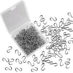 250pcs 0.55 Inch Christmas Mini S Hooks Connectors Small Metal S-Shaped Wire Hook for Christmas Trees with Storage Box for DIY Crafts, Hanging Jewelry, Key Chain and Tags,Wood Circles